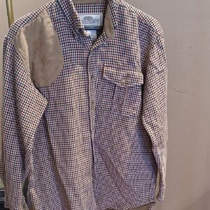 Checkered Button-Up Shirt with Suede Patch